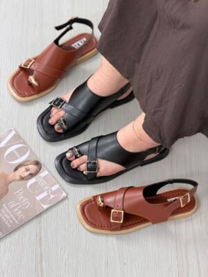 صندل‌های زنانه طرح زارا کد ۳۰۷۸ در سه رنگ مشکی، قهوه‌ای و عسلی